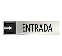 Señal Rectangular Entrada Acero inoxidable Adhesivo 0,8 mm 5x20 cm - RD707038 | NORMALUZ