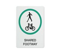 Señal reflectante de aluminio con texto en inglés "Bike Shared Footpaths", 30,5 x 20,3 cm, con protección UV, impermeable, resistente a la intemperie y a la decoloración, 4 agujeros preperforados
