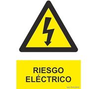 Señal Riesgo Eléctrico | Cartel informativo Zona Riesgo de accidente por electricidad | PVC | Certificado ISO 7010:2012 | 0,7 mm Grosor | Color Amarillo, 40 x 30 cm