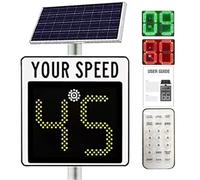 Señal solar de velocidad de radar con alertas rojas/verdes, pantalla de advertencia de tráfico para vehículos, detector de límite de velocidad con accesorios, mejora la seguridad vial y la conciencia