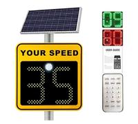 Señal solar de velocidad de radar con alertas rojas/verdes, pantalla de advertencia de tráfico para vehículos, detector de límite de velocidad con accesorios, mejora la seguridad vial y la conciencia