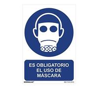 SEÑAL USO OBLIGATORIO "ES OBLIGATORIO EL USO DE MÁSCARA" (PVC 0.7MM) 30X40CM