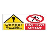 Señal VSafety Danger, Demolition In Progress. No Entrar - Paisaje - 600 mm x 450 mm, plástico rígido de 1 mm