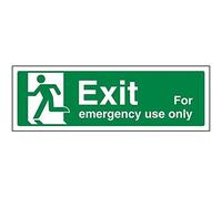 Señal VSafety Exit For Emergency Use Only Man Left - Paisaje - 300 mm x 100 mm - 1 mm de plástico rígido