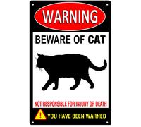 Señales de advertencia de aluminio con texto en inglés "Beware of Cat", con etiqueta de gato, para valla o puerta, decoración al aire libre, 8 x 12 pulgadas