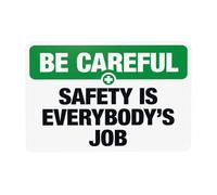Señales de advertencia de seguridad con el texto en inglés "Safety Is Everybody's Job", con eslogan de metal para el hogar, negocios, exteriores, interiores, carretera, garaje, calle, pared