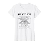 Señales de Alerta temprana de activista del fascismo resisten Regalo Camiseta gráfica económica, Mujer, Blanco, M
