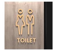 Señales de Aseo Placa de señal de baño de Color negro y dorado, etiqueta adhesiva acrílica 3D for puerta de sala de lavado, soporte for Wc, tablero de señalización, decoración artística for el hogar y
