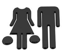 Señales de aseos para hombres y mujeres, Letreros de inodoro for hombre y mujer, placa espejo plástico, puerta baño, pared, Multicolor, 12x(3,8-4) cm(Pure black)
