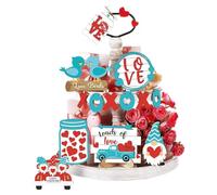 Señales de Bandeja Escalonada de Madera | Centro De Mesa Para San Valentín Con 9 Piezas - Corazón Madera para Bandejas Escalonadas,Para Boda Fiesta Navidad Sala de Estar Restaurante Jardín