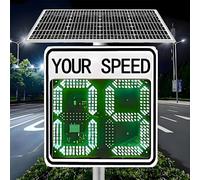 Señales De Límite De Velocidad con Radar LED Intermitentes Alimentadas por Energía Solar, 20"x28"/24"x35". Panel De Advertencia De Tráfico con Pantalla LED Y Alerta(White,24 * 35in)