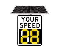 Señales de límite de velocidad LED con energía solar, indicador de velocidad digital LED, detector de velocidad por radar de aluminio, panel de advertencia de tráfico,20''×27''-White
