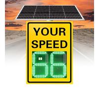 Señales de límite de Velocidad LED con energía Solar Intermitente, Detector de Velocidad de Radar de Aluminio de 20"x27"/24"x35" con monitoreo en Tiempo Real para Todo Clima (Yellow 20’’×27’’)