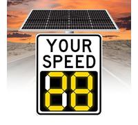Señales de límite de velocidad LED intermitentes con energía solar, detector de velocidad por radar de aluminio con monitoreo en tiempo real en cualquier clima.,20''×27''-White