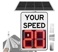 Señales De Límite De Velocidad LED Solares De 50 × 70 Cm/60 × 90 Cm, Señal De Radar LED, Indicador De Velocidad Inalámbrico, Señal De Aluminio Resistente a La Intemperie 50×70cm/20×27in-White