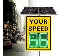Señales De Límite De Velocidad LED Solares Intermitentes, Señal De Radar De Límite De Velocidad Solar, Detector De Velocidad De Radar De Aluminio Resistente a La Corrosión 60x90cm/24"x35"-Yellow