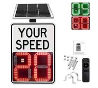 Señales De Límite De Velocidad LED Solares,Señal Con Retroalimentación Por Radar, Señal Radar Solar Con Retroalimentación, Señal Vial LED Radar, Cobertura Hasta 4 Carriles 50x70cm/20″27″-White