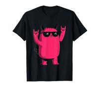 Señales de Mano de Doble Roca con diseño de Mascota Demonio de Diablo Rosa Camiseta