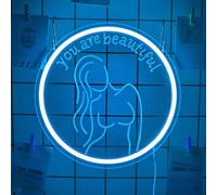 Señales de neón de señora,Señal de mujer sexy de neón,para decoración de pared,bar,fiesta,hotel,regalos,decoración de arte (Azul, 40cm/15.7 pulgadas)