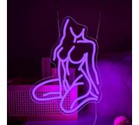 Señales de neón de señora,Señal de señora desnuda,Señal de mujer sexy de neón,para decoración de pared,bar,fiesta, hotel,regalos,decoración de arte (Morado)