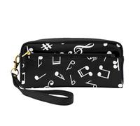 Señales de Notas Musicales Negras, Bolsa de Maquillaje Bolsa de cosméticos Bolsa de Aseo de Viaje portátil Estuche de Cuero para Mujeres y niñas