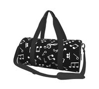 Señales de Notas Musicales Negras, Bolsa de Viaje de Gran Capacidad, Bolso Redondo, Bolsa de Viaje Deportiva, Bolsa de Mano, Bolsa de Fitness
