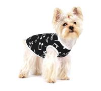 Señales de Notas Musicales Negras,Camiseta de algodón sin Mangas para Mascotas, Chaleco Transpirable, Suave y elástico para Cachorros,S