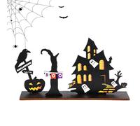 Señales de pizarra de Halloween, decoraciones de escritorio de Halloween, decoración rústica escalonada estilo granja - Boo Spooky & Cute Signs Accesorios de decoración de mesa para el hogar, mesa