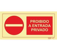Señales de Prohibición - Fotoluminiscente 2F. (45º con la Pared) 300x150mm