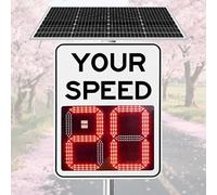 Señales De Velocidad De Radar LED Con Energía Solar 50×70Cm/60×90Cm, Señal De Límite De Velocidad LED De Aluminio Con Pantalla LED, Ideal Para Carreteras Con Límite Velocidad 50×70cm/20×27in-White
