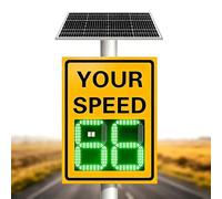 Señales De Velocidad De Radar, Señal De Límite Velocidad Solar De 24"x36" Con Radar, Límite Ajustable, Señales De Tráfico Seguridad Vial Resistentes A Intemperie, For Calles Y Vecindarios(Yellow)