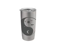 Señales de Yin y Yang día y noche Vaso térmico de acero inoxidable de doble pared