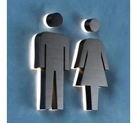 Señales direccionales de baño para negocios, juego de 2 para orientación clara del baño en espacios públicos
