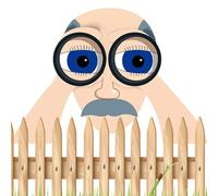 Señales divertidas para el exterior - 15.75 pulgadas de madera Nosy Old Man Lady Sign | Quirky Garden Fence Yard Art Decoration | Artesanía de madera humorosa para el césped del patio. Resistente al