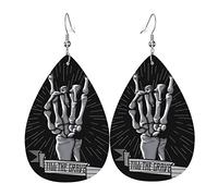 Señales Musicales De La Mano De Esqueleto Del Rock And Roll Mujer Pendientes Piel Sintética Aretes Colgantes Pendientes