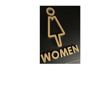 Señales para baños, 3D WC baño signo puerta pared pegatina arte multicolor 10-20 cm(20cm Women,Gold)