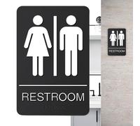 Señales para inodoros - 22,5 x 15 cm Señalización moderna autoadhesiva para empleados, negocios, restaurante, oficina, hogar, cafetería, hotel, aseo y espacios públicos