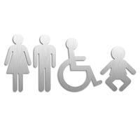 Señales para puerta Cartel de baño Mujer Hombre Handicap Bebe Signo Autoadhesivo de Acero Inoxidable