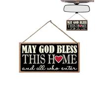 Señales para puerta de madera, placas decorativas para puertas, letreros colgantes ligeros de madera, para manualidades, "Que Dios bendiga esta casa y todos los que entran en ella"
