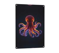 Señalización con patrón de pulpo brillante, señalización decorativa de aluminio, adecuada para salas de estar, dormitorios, porches y patios.