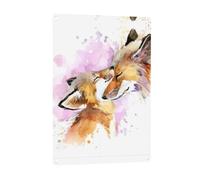 Señalización con patrón de zorro mamá y bebé, señalización decorativa de aluminio, adecuada para salas de estar, dormitorios, porches y patios.