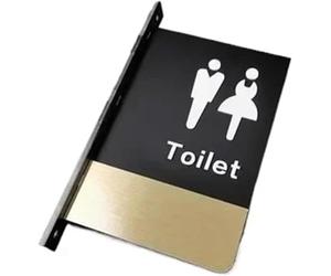 SeñAlizacióN De Aseos Señalización de Inodoro Señal Recordatorio Baño Doble Cara for Hombres y Mujeres Señales Puerta WC Público Oficina Hotel Montaje Lateral(Color 03)