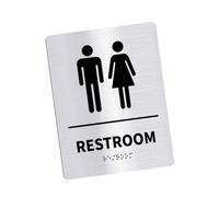 Señalización de baño unisex de acero inoxidable para espacios públicos que mejora la experiencia del usuario con indicación clara