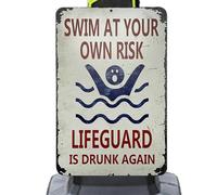 Señalización De Piscina,Señalización Decorativa De Piscina | Decoración de panel al aire libre,Panel de metal reglas de piscina estilo retro, para decoración de salón, diseño de texto humori