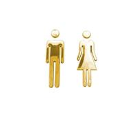 Señalización para aseos de caballeros/damas, Señales de puerta de baño 3D DIY hombre mujer pegatina calcomanías Multicolor extraíble(Golden)