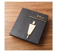 Señalización WC de madera para hombres y mujeres, puerta del inodoro, pegatinas de pared para casa, indicación de baño