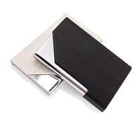 Senbaler 2 Piezas Porta Tarjetas de Visita,Aceros Inoxidables Tarjetero,Funda PU,Estuche para Tarjetas de Crédita para Hombre y Mujer (Negro Blanco)
