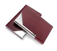Senbaler 2 Piezas Porta Tarjetas de Visita,Aceros Inoxidables Tarjetero,Funda PU,Estuche para Tarjetas de Crédita para Hombre y Mujer (Rojo)