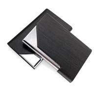 Senbaler 2 Piezas Porta Tarjetas de Visita,Aceros Inoxidables Tarjetero,Funda PU,Estuche para Tarjetas de Crédita para Hombre y Mujer (Negro)