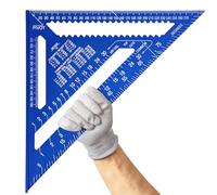 Senbaler Escuadra Carpintero Metálica 12 Pulgadas/300 mm, Regla Triangular de Aluminio de Alta Precisión para Carpintería y Medición de Ángulos (Azul)